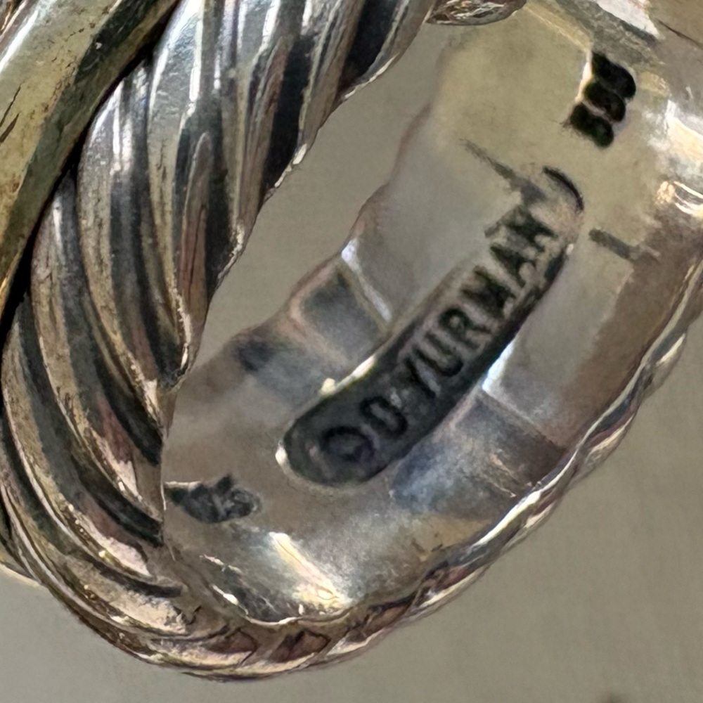 David Yurman Sterling Silver Cable & 14k Gold Band Ring 5.5 Unisex - Picture 4 of 7